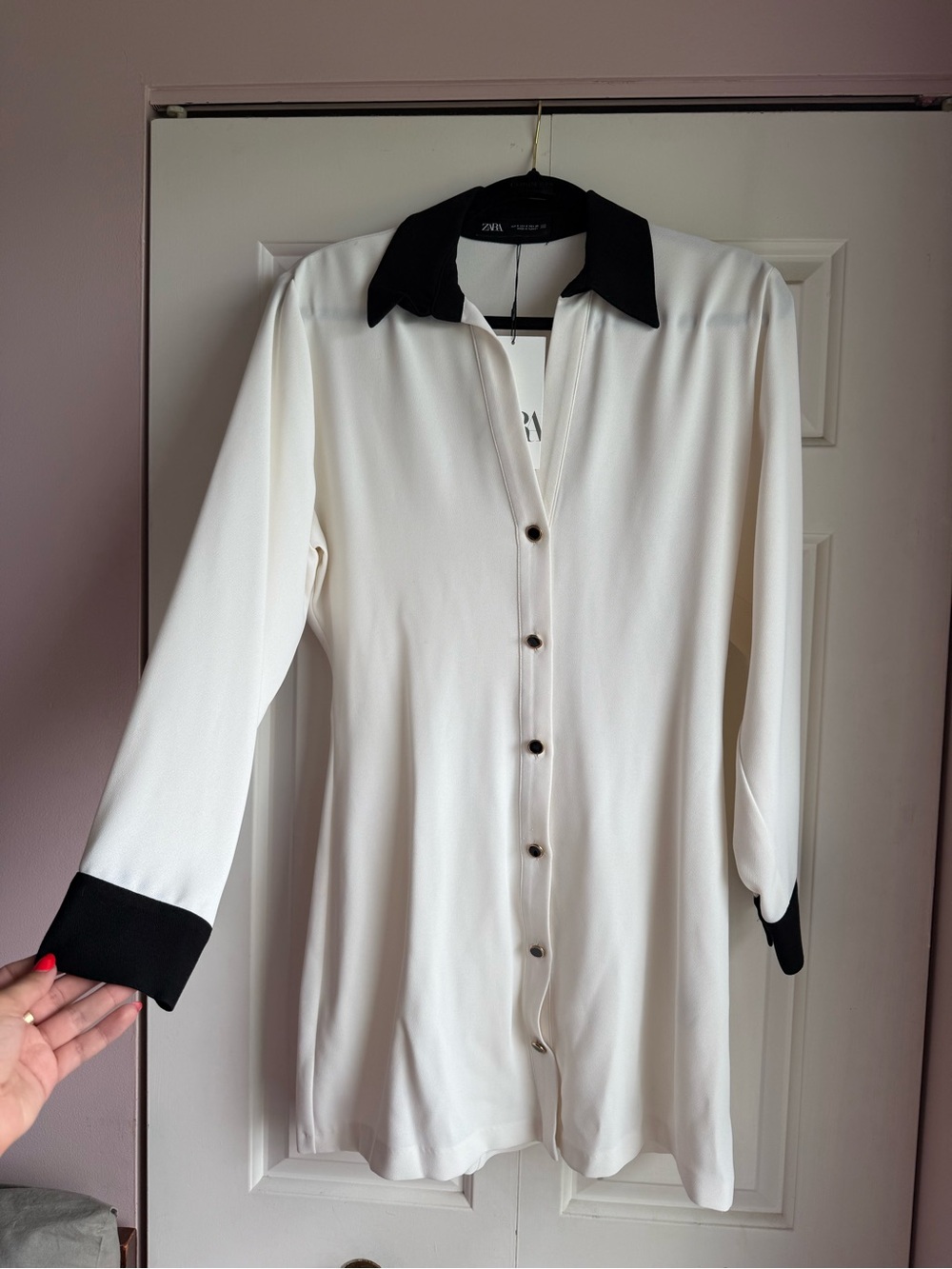 Zara Blouse Dress with Black Collar